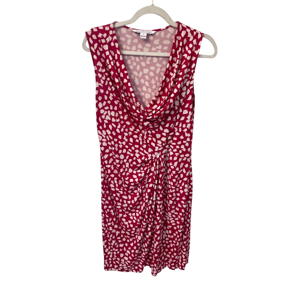 Diane Von Furstenberg Noe Leopard Leaves Pink White Dress Silk. 
Women Large